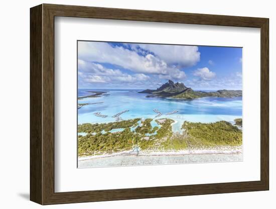 Aerial View of Bora Bora Island with St Regis and Four Seasons Resorts, French Polynesia-Matteo Colombo-Framed Photographic Print