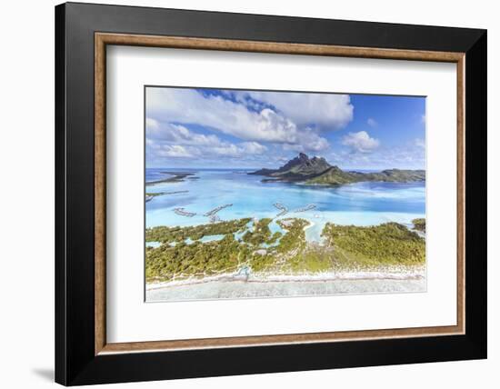 Aerial View of Bora Bora Island with St Regis and Four Seasons Resorts, French Polynesia-Matteo Colombo-Framed Photographic Print