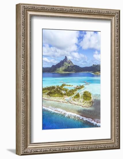 Aerial View of Bora Bora Island with St Regis and Four Seasons Resorts, French Polynesia-Matteo Colombo-Framed Photographic Print