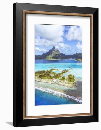 Aerial View of Bora Bora Island with St Regis and Four Seasons Resorts, French Polynesia-Matteo Colombo-Framed Photographic Print