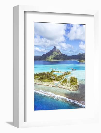 Aerial View of Bora Bora Island with St Regis and Four Seasons Resorts, French Polynesia-Matteo Colombo-Framed Photographic Print