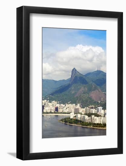 Aerial View of Botafogo Bay, Corcovadao and the Christ Statue, Rio De Janeiro, Brazil-Alex Robinson-Framed Photographic Print