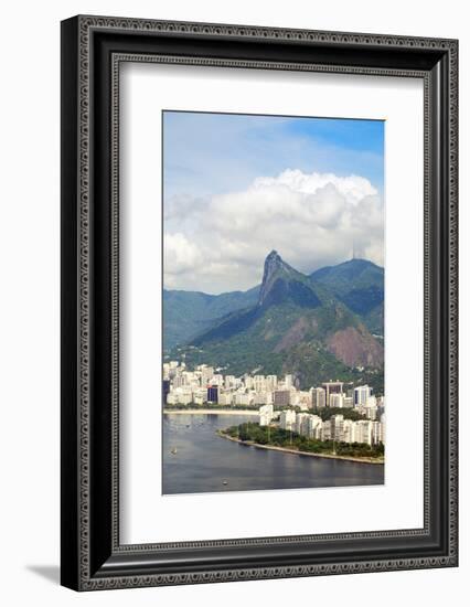 Aerial View of Botafogo Bay, Corcovadao and the Christ Statue, Rio De Janeiro, Brazil-Alex Robinson-Framed Photographic Print