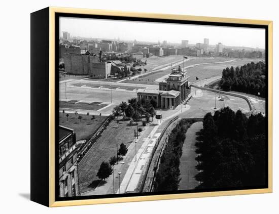 Aerial View of Brandenberg Gate, Where the Berlin Wall Forms a Loop-null-Framed Stretched Canvas