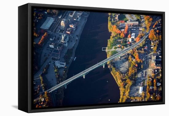 Aerial view of bridge to Augusta, Maine-null-Framed Premier Image Canvas