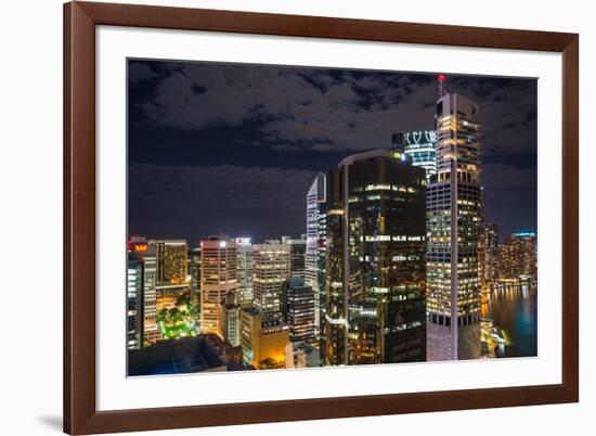 Aerial view of Brisbane city after dark, Brisbane, Queensland, Australia, Pacific-Andrew Michael-Framed Photographic Print