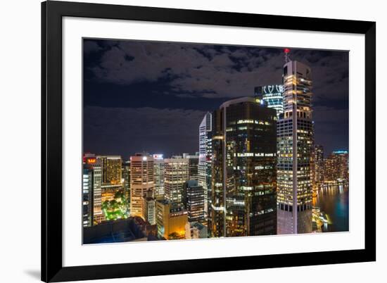 Aerial view of Brisbane city after dark, Brisbane, Queensland, Australia, Pacific-Andrew Michael-Framed Photographic Print