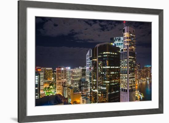 Aerial view of Brisbane city after dark, Brisbane, Queensland, Australia, Pacific-Andrew Michael-Framed Photographic Print