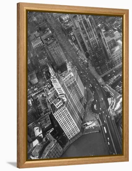 Aerial View of Buildings and a Bridge Crossing a River Flowing Through the City-Margaret Bourke-White-Framed Premier Image Canvas