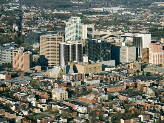 Aerial View Of Buildings And High Rises Of Cityscape In Wilmington Delaware Photographic Print By Artcom - 