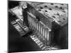 Aerial View of Cargill Grain Elevator with Barges Lined up on the Bank of the Chicago River-Margaret Bourke-White-Mounted Photographic Print