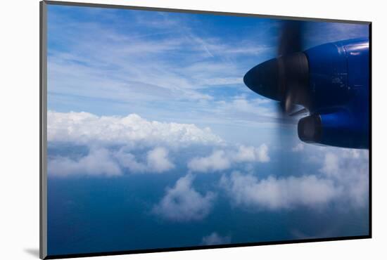 Aerial view of Caribbean sea from propeller of airplane, Saint Vincent Island, Saint Vincent And...-null-Mounted Photographic Print