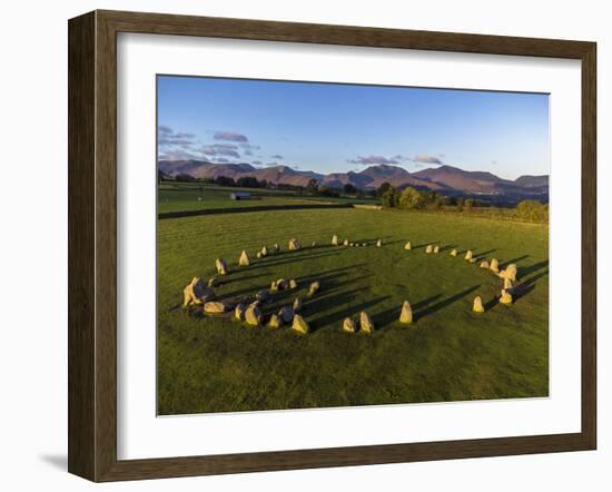 Aerial view of Castlerigg Stone Circle and Catbells, Lake District National Park-Ian Egner-Framed Photographic Print