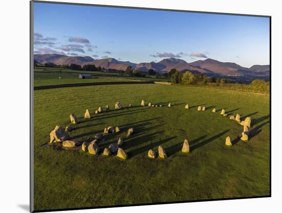 Aerial view of Castlerigg Stone Circle and Catbells, Lake District National Park-Ian Egner-Mounted Photographic Print