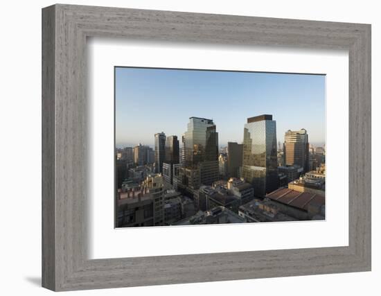 Aerial View of Central Santiago City at Dawn from Apartment Block Rooftop-Ben Pipe-Framed Photographic Print