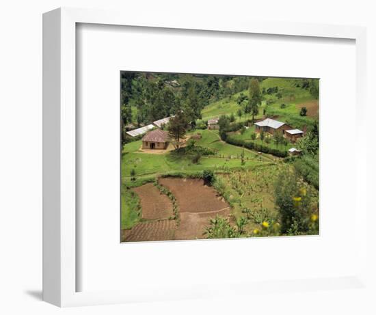 Aerial View of Children Leaving School and Terraced Fields, Kabale, Uganda, Africa-Poole David-Framed Photographic Print