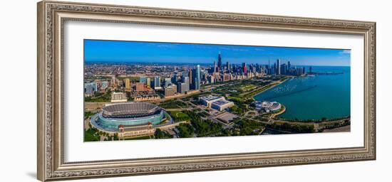 Aerial view of city at the waterfront, Lake Michigan, Chicago, Cook County, Illinois, USA-null-Framed Photographic Print