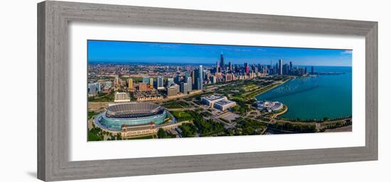 Aerial view of city at the waterfront, Lake Michigan, Chicago, Cook County, Illinois, USA-null-Framed Photographic Print