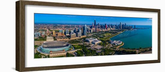 Aerial view of city at the waterfront, Lake Michigan, Chicago, Cook County, Illinois, USA-null-Framed Photographic Print