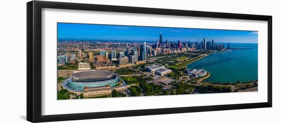 Aerial view of city at the waterfront, Lake Michigan, Chicago, Cook County, Illinois, USA-null-Framed Photographic Print