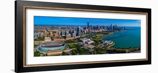 Aerial view of city at the waterfront, Lake Michigan, Chicago, Cook County, Illinois, USA-null-Framed Photographic Print