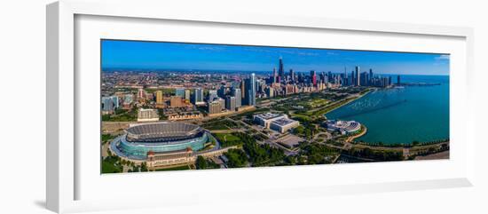 Aerial view of city at the waterfront, Lake Michigan, Chicago, Cook County, Illinois, USA-null-Framed Photographic Print