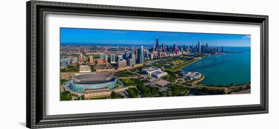 Aerial view of city at the waterfront, Lake Michigan, Chicago, Cook County, Illinois, USA-null-Framed Photographic Print