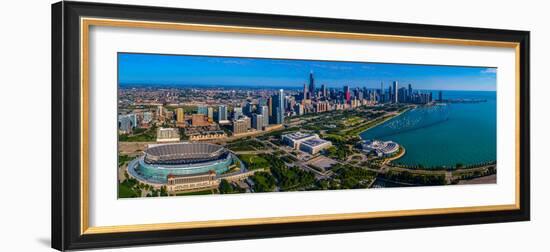 Aerial view of city at the waterfront, Lake Michigan, Chicago, Cook County, Illinois, USA-null-Framed Photographic Print