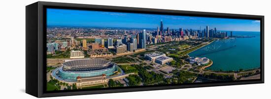 Aerial view of city at the waterfront, Lake Michigan, Chicago, Cook County, Illinois, USA-null-Framed Stretched Canvas