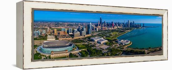 Aerial view of city at the waterfront, Lake Michigan, Chicago, Cook County, Illinois, USA-null-Framed Premier Image Canvas