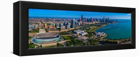 Aerial view of city at the waterfront, Lake Michigan, Chicago, Cook County, Illinois, USA-null-Framed Premier Image Canvas