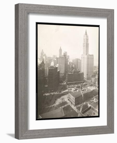 Aerial View of City Hall Park, City Hall and the Post Office-Byron Company-Framed Giclee Print