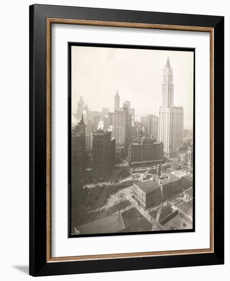 Aerial View of City Hall Park, City Hall and the Post Office-Byron Company-Framed Giclee Print