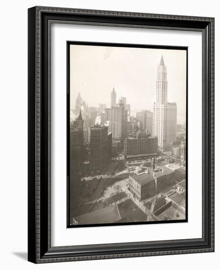 Aerial View of City Hall Park, City Hall and the Post Office-Byron Company-Framed Giclee Print