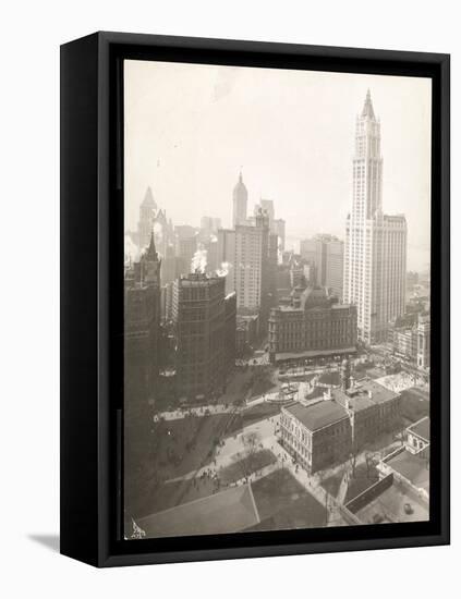 Aerial View of City Hall Park, City Hall and the Post Office-Byron Company-Framed Premier Image Canvas