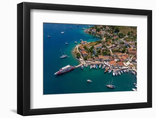 Aerial view of coastline near Zola, Kefalonia, Ionian Islands, Greek Islands, Greece, Europe-Frank Fell-Framed Photographic Print