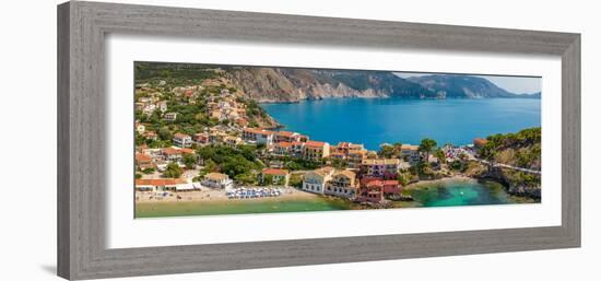 Aerial view of coastline near Zola, Kefalonia, Ionian Islands, Greek Islands, Greece, Europe-Frank Fell-Framed Photographic Print