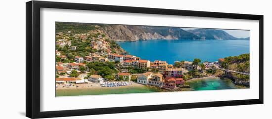 Aerial view of coastline near Zola, Kefalonia, Ionian Islands, Greek Islands, Greece, Europe-Frank Fell-Framed Photographic Print