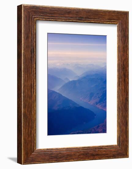 Aerial View of Columbia River Valley, Mountains, USA-Keren Su-Framed Photographic Print