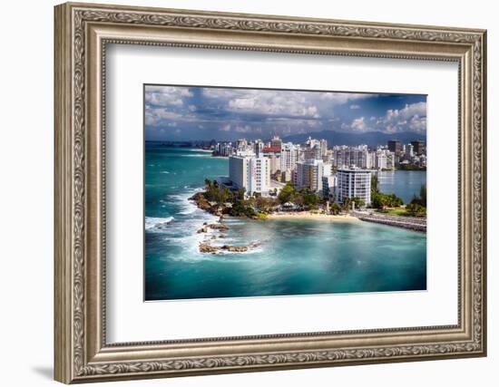 Aerial View Of Condado Shoreline-George Oze-Framed Photographic Print