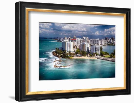 Aerial View Of Condado Shoreline-George Oze-Framed Photographic Print