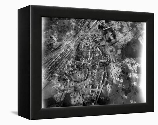 Aerial View of Crater-Riddle Railroad Junction at Bad Oldosloe after Allied Air Attack Nr. Lubeck-Margaret Bourke-White-Framed Premier Image Canvas