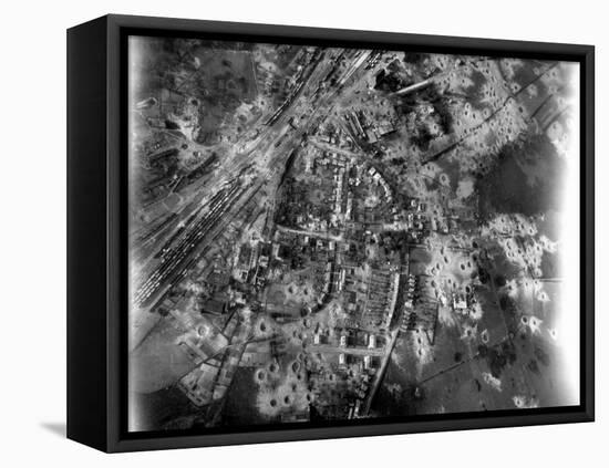 Aerial View of Crater-Riddle Railroad Junction at Bad Oldosloe after Allied Air Attack Nr. Lubeck-Margaret Bourke-White-Framed Premier Image Canvas