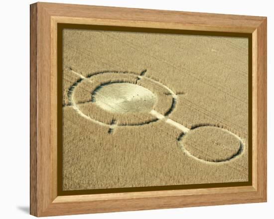 Aerial View of Crop Circles in a Wheat Field, Wiltshire, England, United Kingdom-Adam Woolfitt-Framed Premier Image Canvas