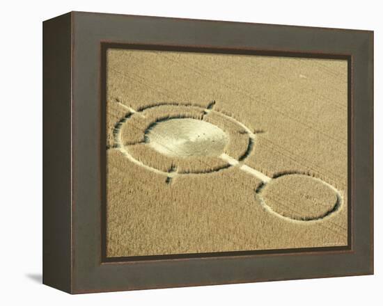 Aerial View of Crop Circles in a Wheat Field, Wiltshire, England, United Kingdom-Adam Woolfitt-Framed Premier Image Canvas