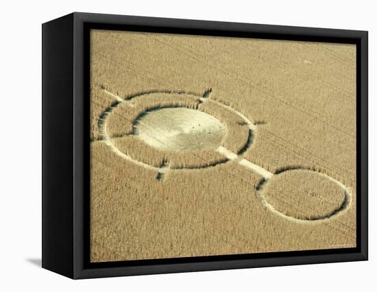 Aerial View of Crop Circles in a Wheat Field, Wiltshire, England, United Kingdom-Adam Woolfitt-Framed Premier Image Canvas