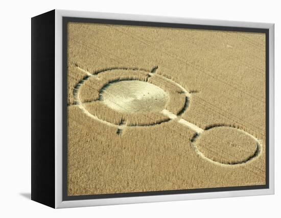 Aerial View of Crop Circles in a Wheat Field, Wiltshire, England, United Kingdom-Adam Woolfitt-Framed Premier Image Canvas