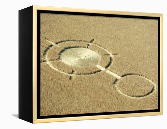 Aerial View of Crop Circles in a Wheat Field, Wiltshire, England, United Kingdom-Adam Woolfitt-Framed Premier Image Canvas