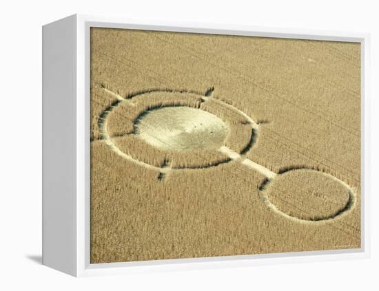 Aerial View of Crop Circles in a Wheat Field, Wiltshire, England, United Kingdom-Adam Woolfitt-Framed Premier Image Canvas