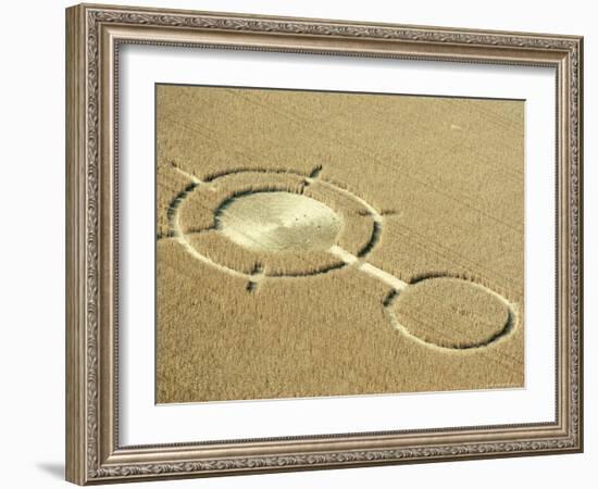 Aerial View of Crop Circles in a Wheat Field, Wiltshire, England, United Kingdom-Adam Woolfitt-Framed Photographic Print